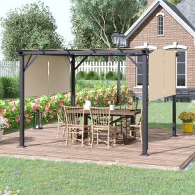 12' x 10' Outdoor Retractable Pergola Canopy with Sun Shade Unique Design Canopy Patio Shelter for Garden Porch Beach (Option: Beige-1615x295x150 mm)
