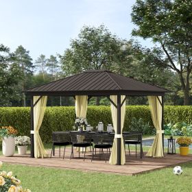 10' x 12' Hardtop Gazebo with Curtains and Netting (Option: Cream White-2230x390x290 mm)