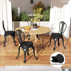 Patio Chair Cushions Set of 4 Round Seat Cushions for Dining Bistro Chairs Machine Washable (Option: Black-390x390x320 mm)