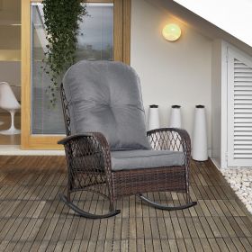 Porch Rocker w/ Plush Cushion (Option: Light Grey-900x290x630 mm)