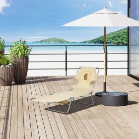 Folding Outdoor Chaise Lounge Sun Tanning Chair with Face Cavity (Option: Beige-720x110x570 mm)