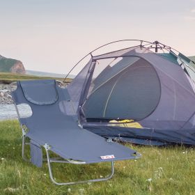 Folding Outdoor Chaise Lounge Sun Tanning Chair with Face Cavity (Option: Gray-720x110x570 mm)