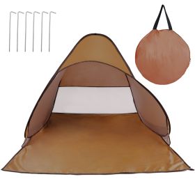 1Pc 2-3Person Beach Tent With Net Window Storage Bag 64.96 X 59.06 X 43.31in Anti-UV Automatic Waterproof For Outdoor Beach Camping Fishing Park (Color: coffee)