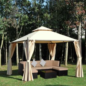 10' x 10' Outdoor Patio Gazebo with Privacy Curtains (Option: Beige-1980x280x135 mm)