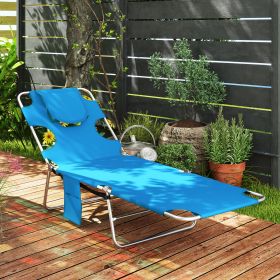 Folding Outdoor Chaise Lounge Sun Tanning Chair with Face Cavity (Option: Light Blue-720x110x570 mm)