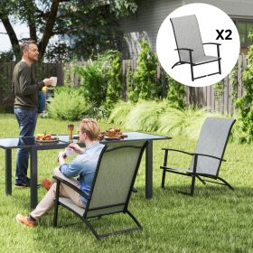 Set of 2 Outdoor Dining Chairs with High Back (Option: Gray-1080x645x290 mm)
