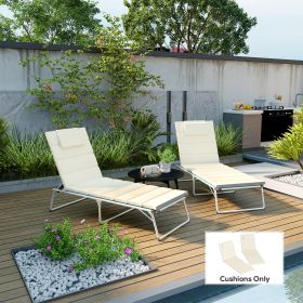 Foldable Chaise Lounge Cushion Set of 2 (Option: Cream White-690x360x370 mm)