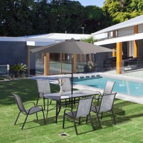 8 Pieces Patio Furniture Set with Patio Umbrella (Option: Dark Gray-1550x950x100 mm)