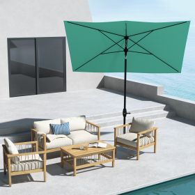 6.5' x 10' Rectangular Market Umbrella (Option: Tealgreen-1820x140x140 mm)