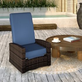 Outdoor Swivel Recliner Chair (Option: Blue-760x680x565 mm)