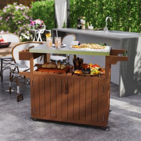 Outdoor Bar Cart with Storage (Option: Brown-960x640x320 mm)