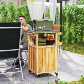 Outdoor Grill Cart with Stainless Top (Option: Natural Wood-930x170x570 mm)