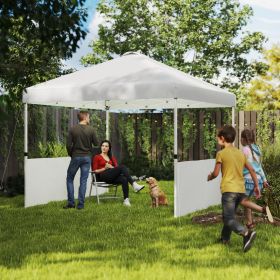 10' x 10' Pop Up Canopy Tent with 2 Half Sidewalls (Option: White-1190x225x225 mm)