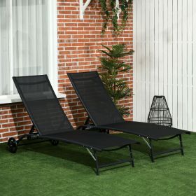 Chaise Lounge Outdoor (Option: Black-1200x230x660 mm)