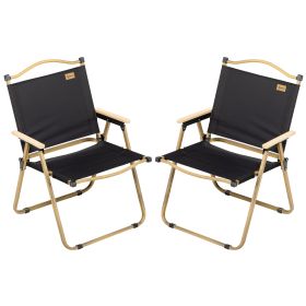 Outsunny 2 Pack Folding Camping Chair, Lightweight & Portable Beach Chairs Armchairs, Perfect for Festivals, Fishing, Picnic and Hiking, Black (Color: as Pic)