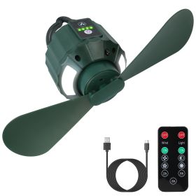 5200mAh Or 10400mAh Options -- 1Pc Portable Camping Ceiling LED Fan  USB Battery Powered Hanging Tent Lantern Fan Power Bank With 3 Fan Speed 3 L (Option: 5200mAh)