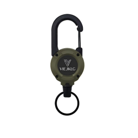 VIEJAKLG 3-in-1 Retractable Rope Carabiner Keychain, Strong Steel Wire Rope Buckle, Compact Outdoor Camping And Hiking Multifunctional Essential (Option: Green)