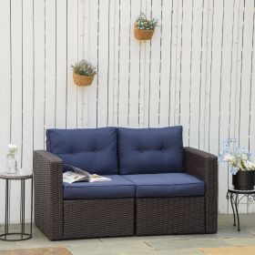 2 Piece Patio Corner Sofa Set (Option: Blue-770x630x490 mm)