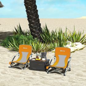Set of 2 Folding Beach Chairs with Back (Option: Orange-780x320x160 mm)